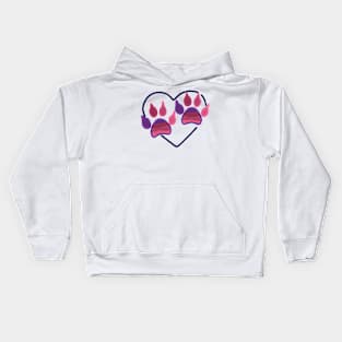 Paw prints on my heart Kids Hoodie